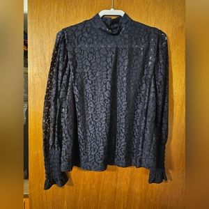 Navy Lace Ann Taylor Blouse Small